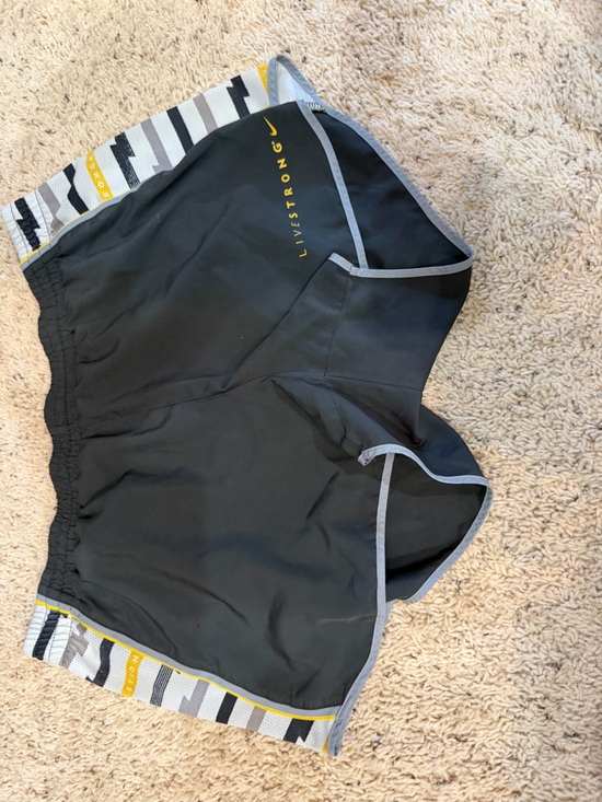 Nike Pants - Nike Livestrong Black Athletic Shorts with Gray Trim and Yellow Logo